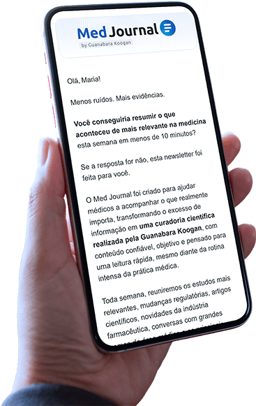 Newsletter aberta na tela de um smartphone