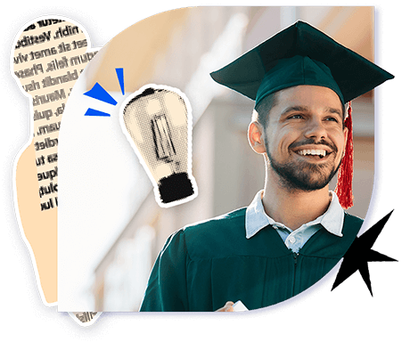 Estudante em sua formatura sorrindo