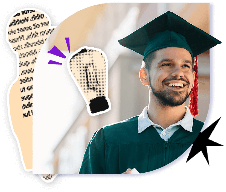 Estudante em sua formatura sorrindo