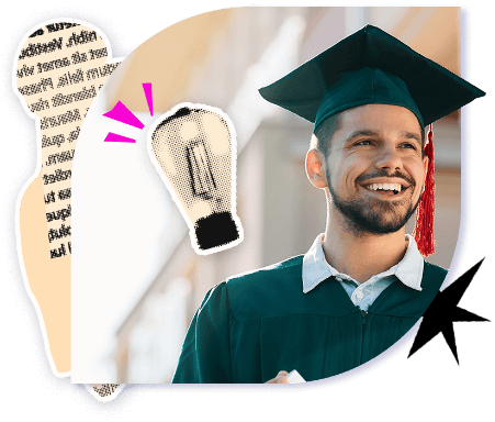 Estudante em sua formatura sorrindo