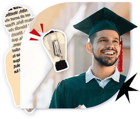 Estudante em sua formatura sorrindo