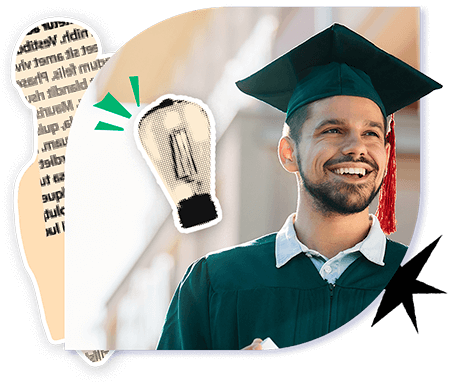 Estudante em sua formatura sorrindo